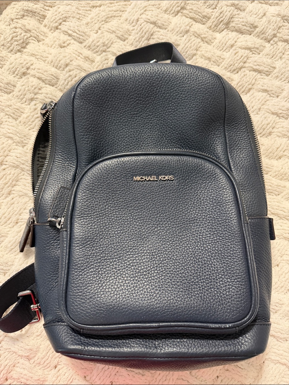 Michael Kors Navy Pebbled Leather Sling Backpack